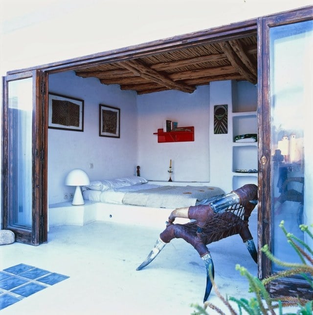 marokkanischer Wohnstil Schlafzimmer Glaswand Schiebetür