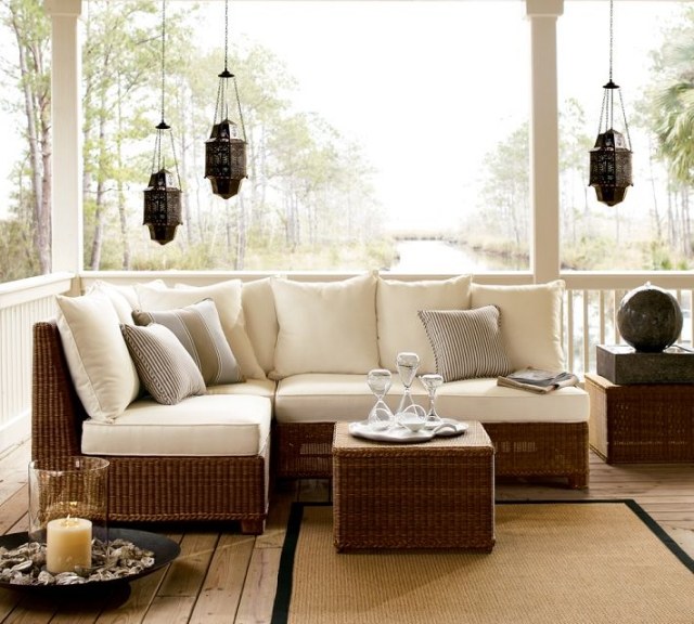 gepolstertes sofa-set geradliniges design-gepolstert veranda-einrichten