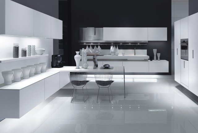 weiße glanzküche design-moderne stühle-metall-free küchen aus italien
