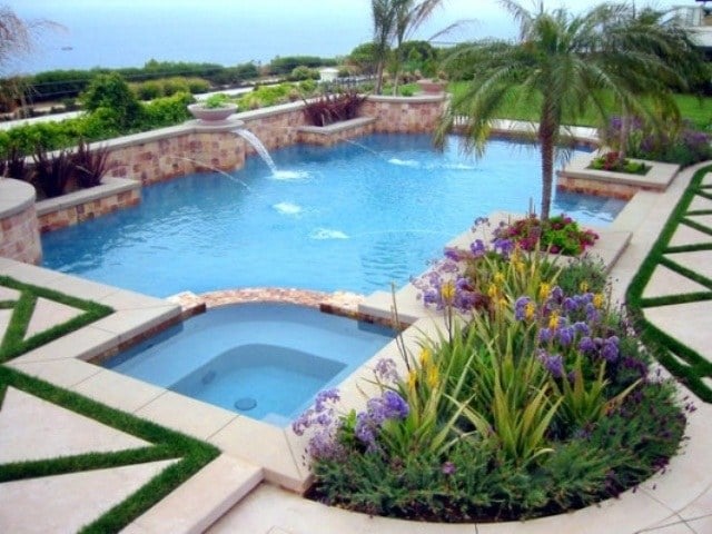 Whirlpool im Garten pool teil springbrunnen pflanzen