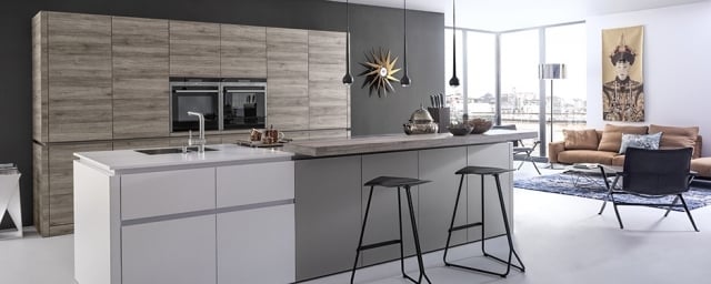 designer küche sitzgelegenheiten-polstermöbel Holz grifflose schränke 
