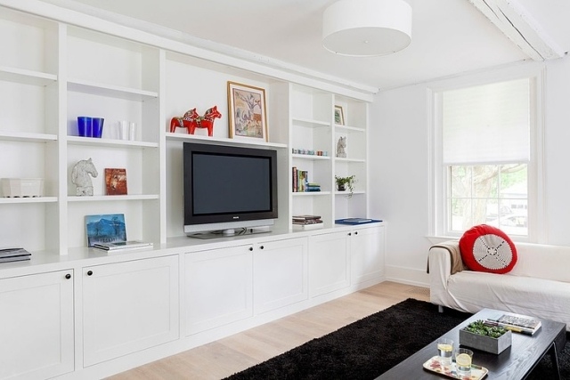 wohnung weiß-wohnwand fernsehmöbel kontraste interieur Farben