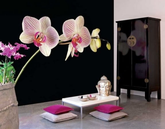herrlich orchideen wand niedrig tisch japanisch schwarz 