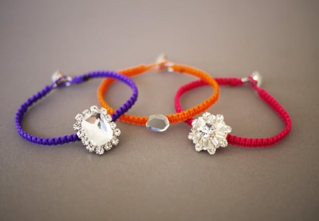 Armbänder cooles Design Glitzersteine Geschenke Freundschaftsarmband lila orange rosarot