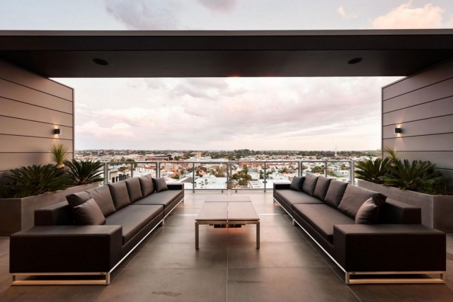Cubo Luxus-Penthouse Wohnung- Jam architects Sofa-Set Ausblick-Melbourne