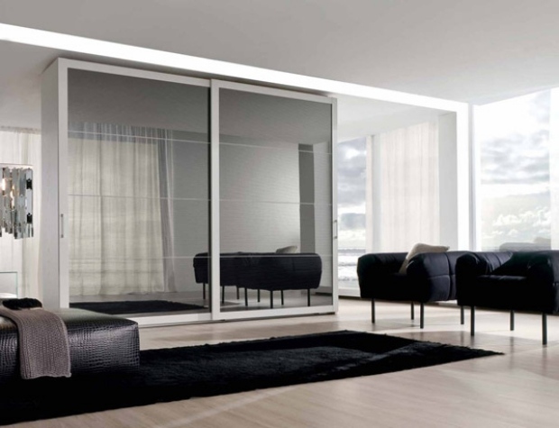 Designer schiebetürenschrank 2-türig teppichboden modern-spiegelwand 