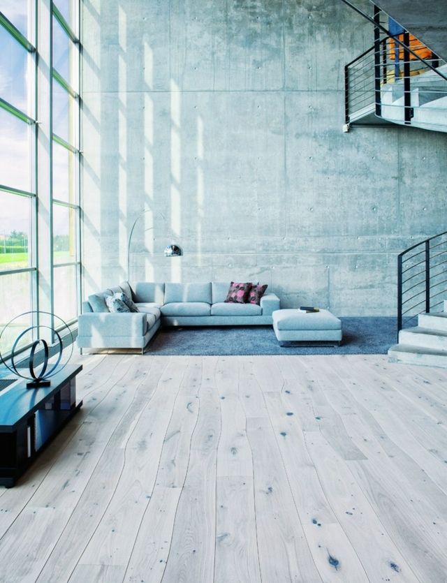 natürliche Schönheit Sofa graue Sichtbeton Wand