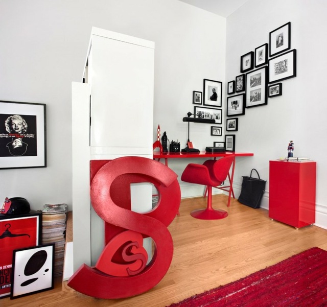 Wohnung Stauraum Ideen stilvoll originell rote Möbel