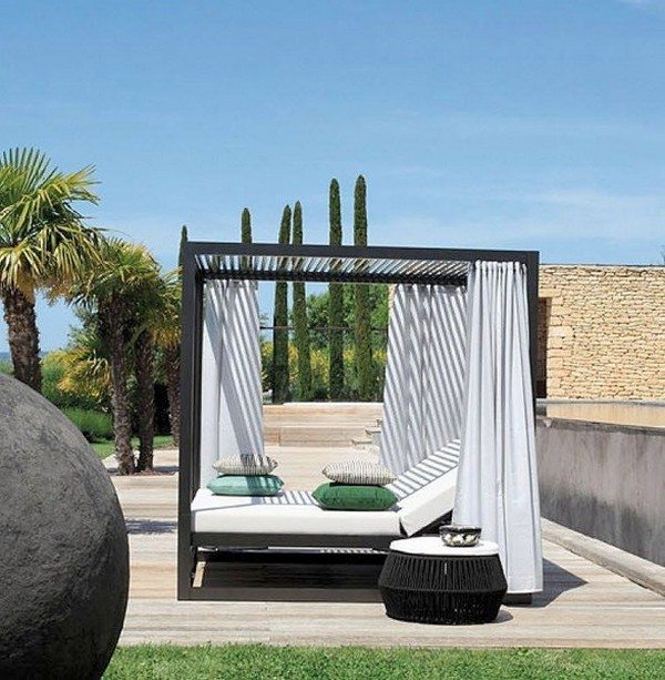 Geflochtene garten lounge-möbel himmelbett-für draußen sonnenschutz