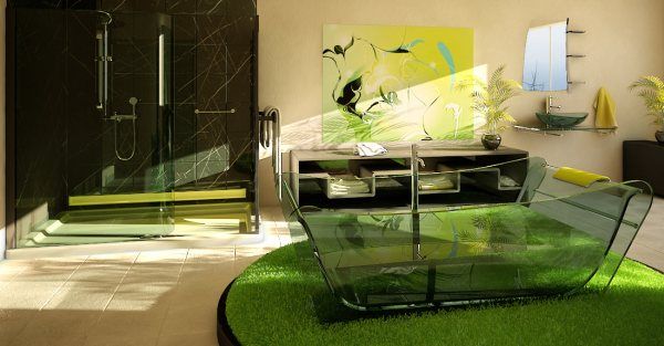 Gestaltungsideen für das Badezimmer modern grüne akzente 