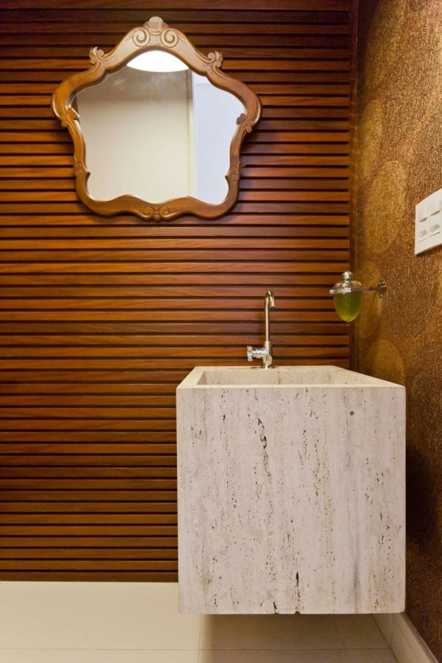 Badezimmer Marmor Waschbecken Spiegel Wand Ideen