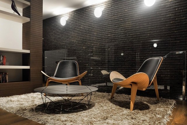design stühle leder holz material tisch teppich