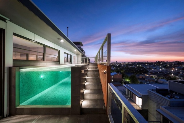 JAM-Architects Penthouse modern Coppin-Dachterrasse mit Pool-Beleuchtet