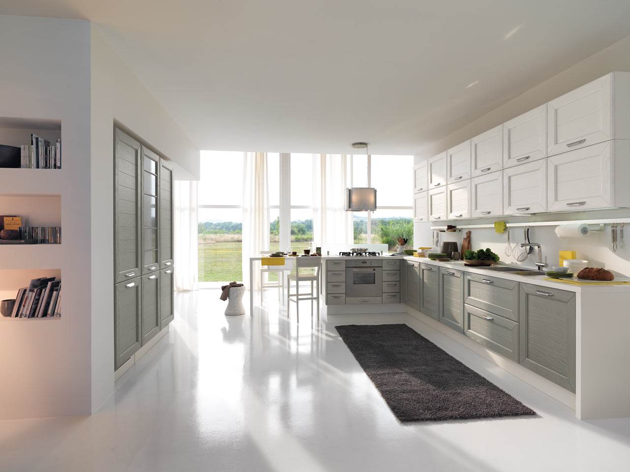 Küche Design-Hochglanz oberschränke Wandbefestigt teppich