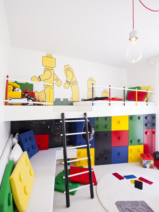 Kinderzimmer lego steine etagenbett mit leiter design 