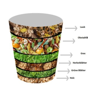 Komposthaufen welche Pflanzen gehören drinnen Laub grüne Blätter