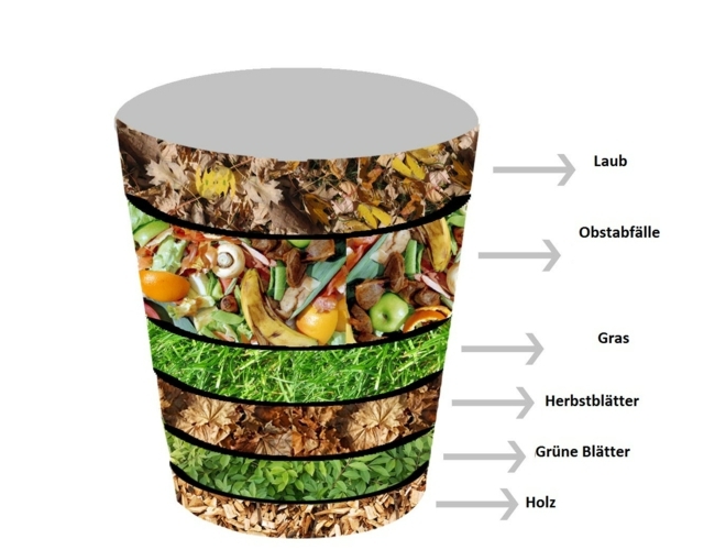 Komposthaufen welche Pflanzen gehören drinnen Laub grüne Blätter