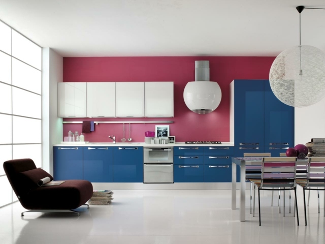 Ideen retro Stil Farben kombinieren rosa weiß blau