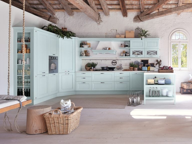 Küche italienisch design allumfassend-funktionale einrichtung blaue fronten