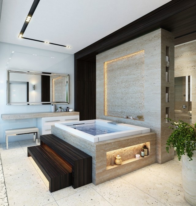 luxuriöses Badezimmer-design wanne tritt einstieg