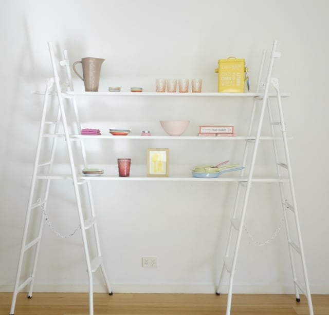 Leiter Küche Regalsystem weiße Farbe puristisch Ideen einfach