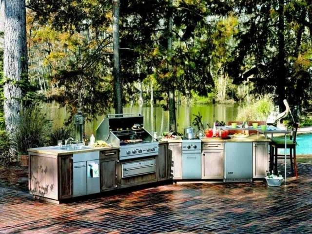 Outdoor-Küche terrasse grill spüle geschirr kochplatte