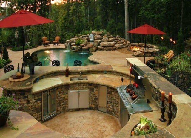 Outdoor luxus Küche terrasse pool kreis form