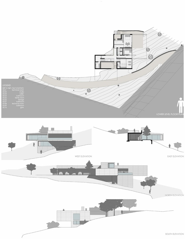 Arquitectura Mexiko Projekt Haus am Hang Seitenansicht