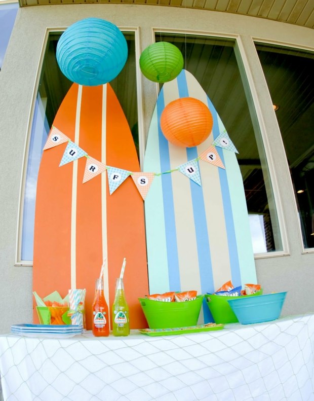 Party Thema Surfboard Laterne Geburtstag am Strand feiern Tisch Buffet