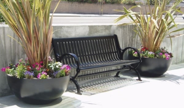 Schalen Aluminium-Gefäße für Pflanzen-draußen sitzbank straßendekoration grün
