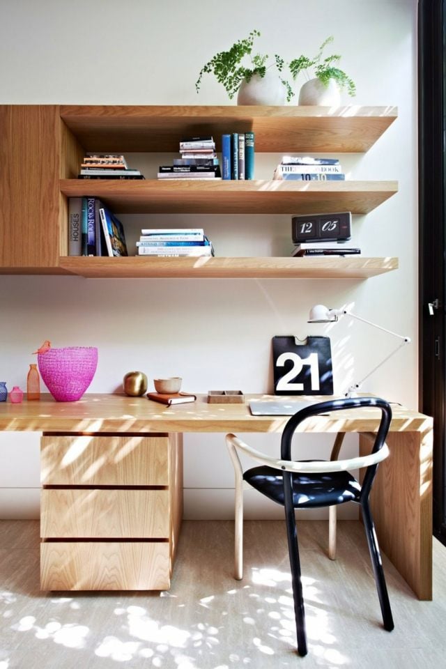 Holz Möbel Bücher Regal Home Office einrichten Ideen