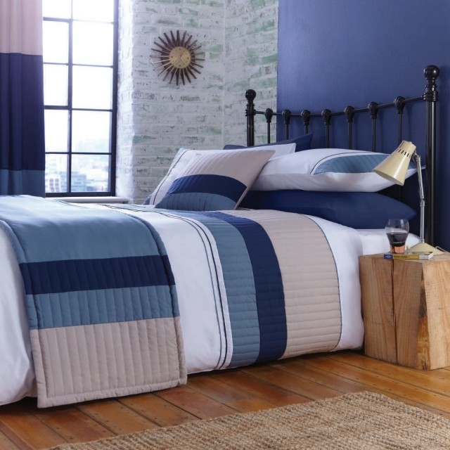 Stoff Bettwäsche blau weiß dekoration material auswählen