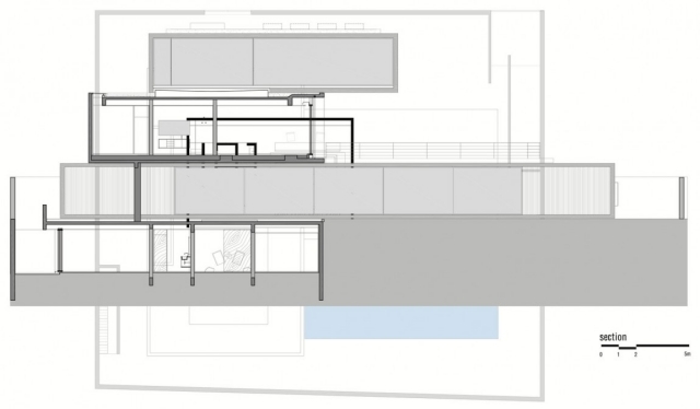  P House-Studio MK 27-drei wohnetagen-untergeschoss ansicht im schnitt