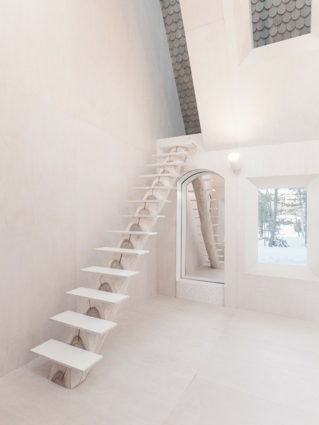 Dachgeschoss Pultdach moderne minimalistische Innenarchitektur