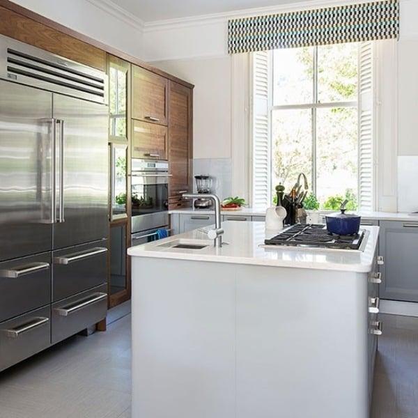 Walnussholz Edelstahl-Kühlschrank küchenzeile mit elektrogeräten