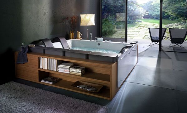 Badewanne modern stilvoll in Holz verkleidet Design
