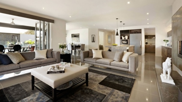 Wohnraum Lösungen-individuelle raumideen Sofa-Set Fliesen-Hochglanz Teppichboden muster
