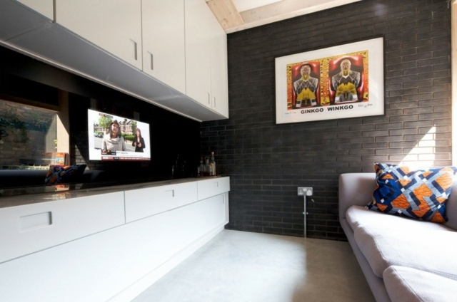 Wandgestaltung Ideen Küche Wohnzimmer kleine Wohnung