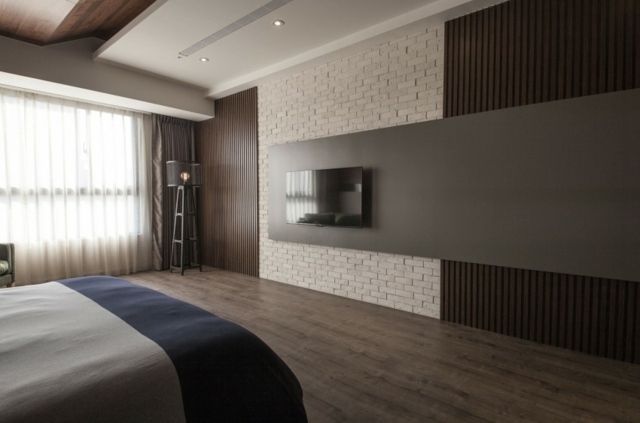 Laminatboden Deckengestaltung Holz Wandverkleidung Fernseher