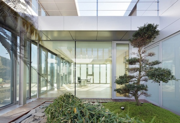 asiatischer indoor garten japanische bäume-grünfläche innenarchitektur-ökologischer wohntrends
