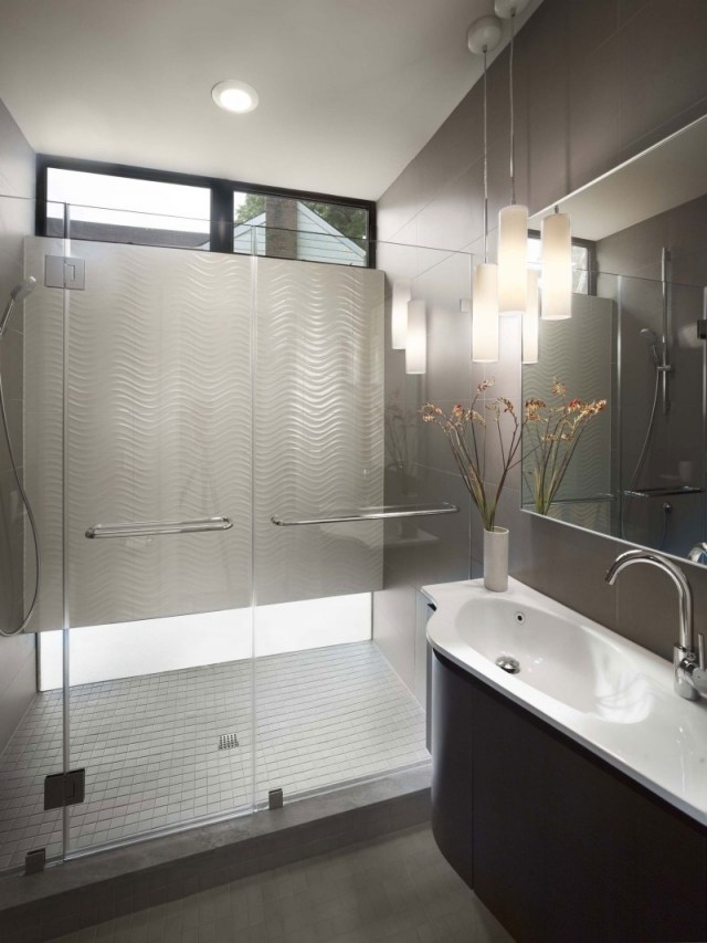 begehbare duschkabine-bad ideen hängelampen led diffuses licht