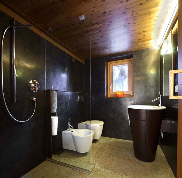 waschbecken-mit säule-schwarz badezimmer gestaltung täfelung