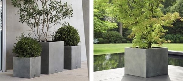 blumenkübel garten-terrasse stoßfest hitzebeständig quadratisches design