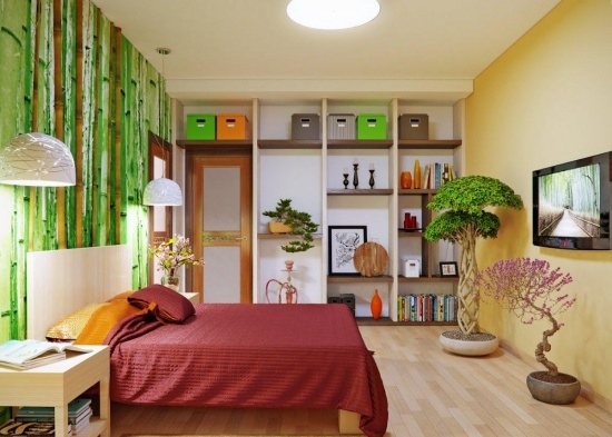 modernes schlafzimmer deko figuren elemente farbig natürlichkeit