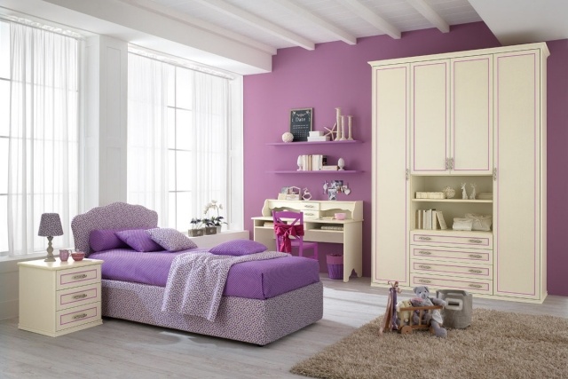farbgestaltung im jugendzimmer einrichten elegant wandfarbe dezent lila
