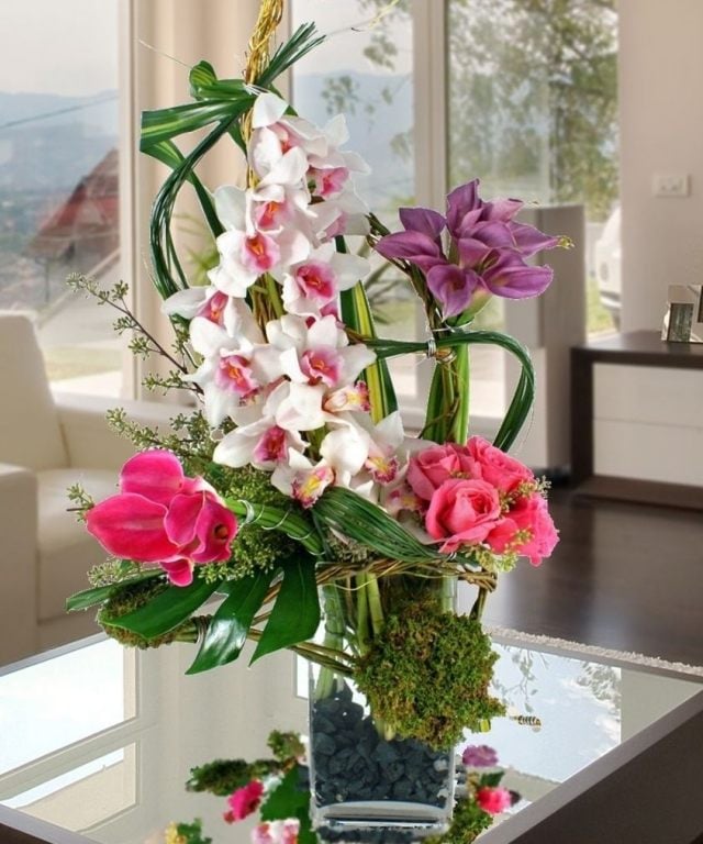 orchidee blumen anordnen perfekt atmosphäre dekoration bunt frisch