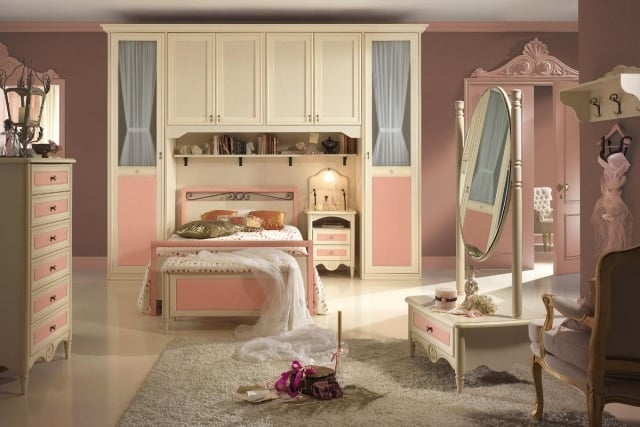 ideen mädchenzimmer-kleiderschrank modern vorhänge-märchenhafte-möbel
