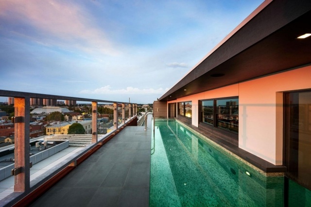 jam Luxus-Penthaus Cubo melbourne Dachbalkon dach Pool-Beleuchtet