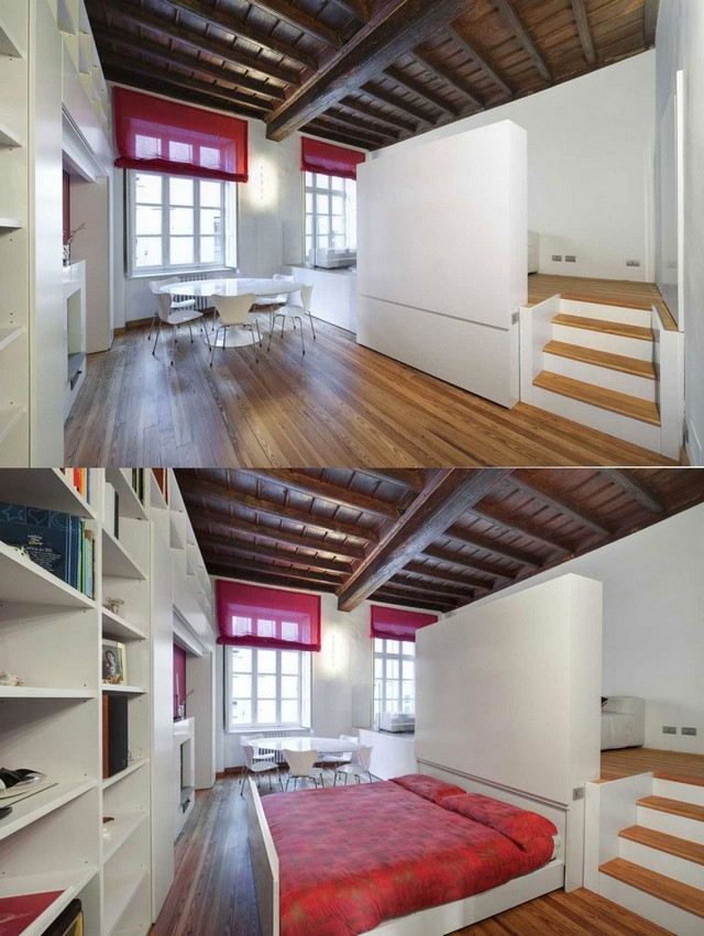 Einrichtungsideen Schlafbereich Schrank minimalistische Einzimmerwohnung einrichten