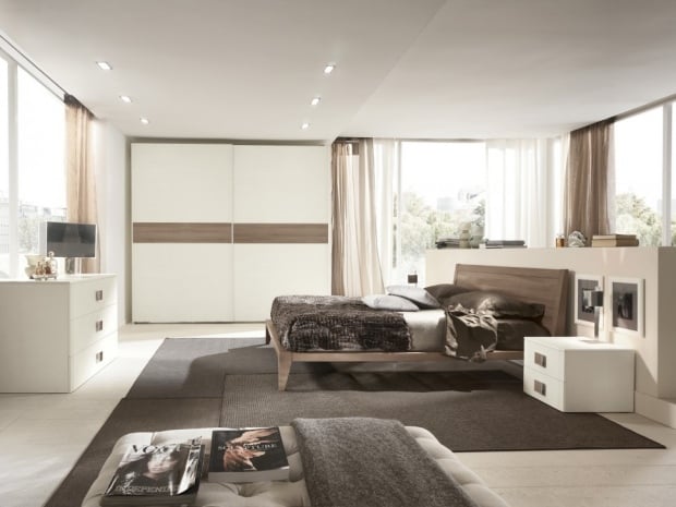 modern einrichtung-schlafzimmer beige pastelltöne holz-kommode schrank-weiß 